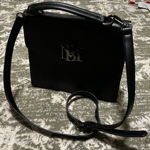 Badgley Mischka Black Vegan Leather Convertible Top Handle/Crossbody Bag